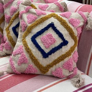 Hand-Tufted Khadi Cotton Cushion Cover – 16" x 16"